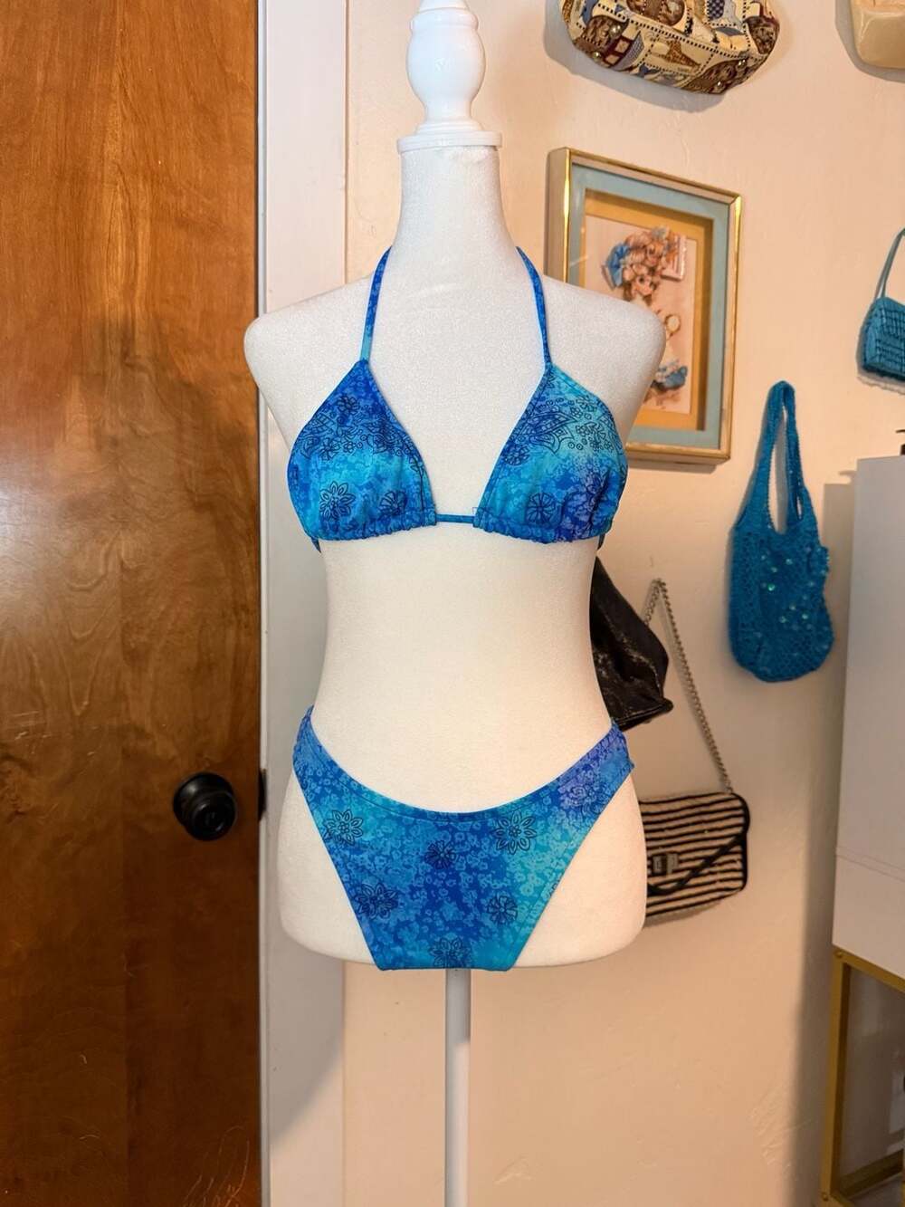 Vintage Y2K No Boundaries Blue Floral Bikini Set 🩵
